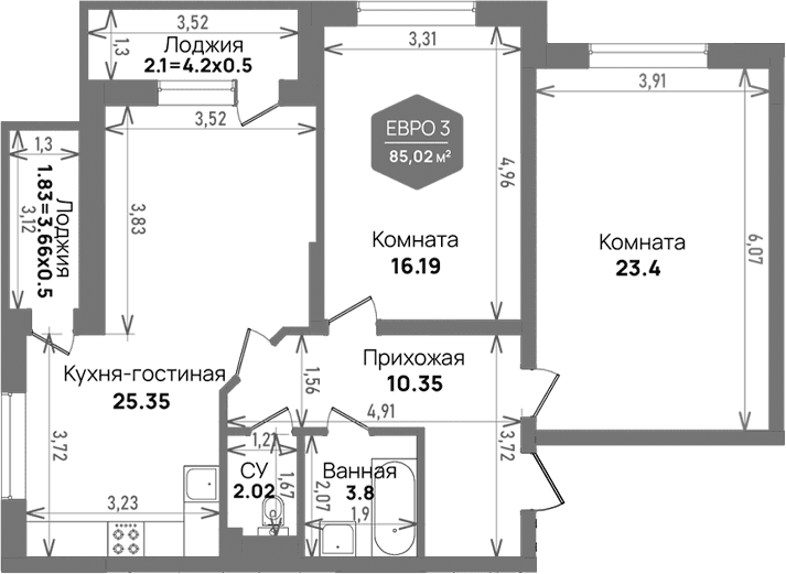 Продается 3-комн. квартира, 81.09 м²