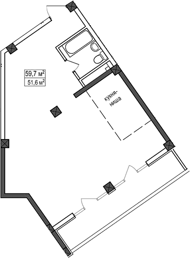 Продается 1-комн. квартира, 51.6 м²
