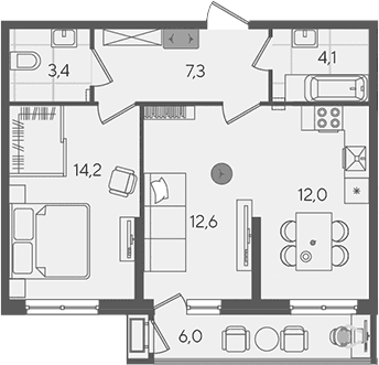 Продается 2-комн. квартира, 53.6 м²