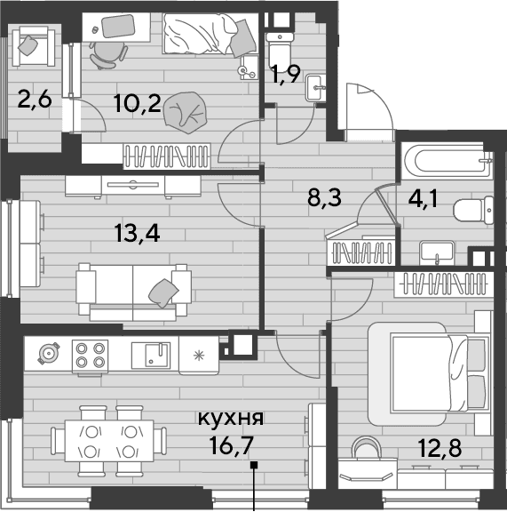 Продается 3-комн. квартира, 67.4 м²