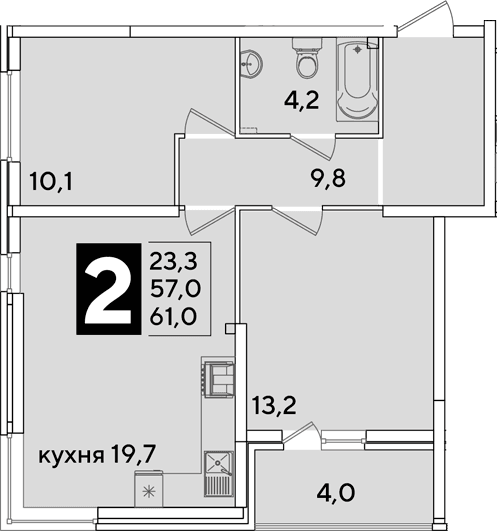 Продается 3-комн. квартира, 57 м²
