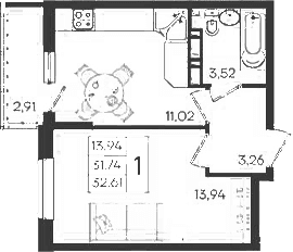 Продается 1-комн. квартира, 31.74 м²