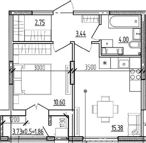 Продается 2-комн. квартира, 36.17 м²