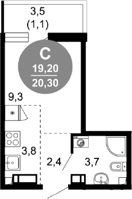 Продается 1-комн. квартира, 19.2 м²
