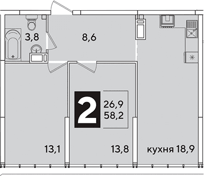 Продается 3-комн. квартира, 58.2 м²