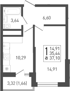 Продается 1-комн. квартира, 36.2 м²