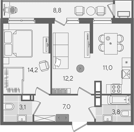 Продается 2-комн. квартира, 51.3 м²