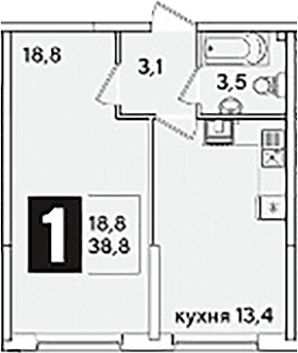 Продается 1-комн. квартира, 38.8 м²