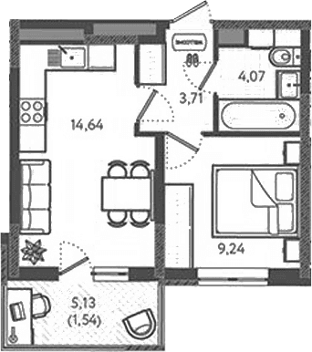 Продается 1-комн. квартира, 31.66 м²