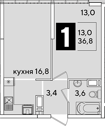Продается 2-комн. квартира, 36.8 м²