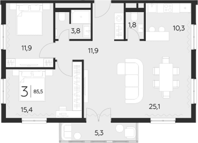 Продается 2-комн. квартира, 80.2 м²