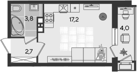 Продается 1-комн. квартира, 23.7 м²