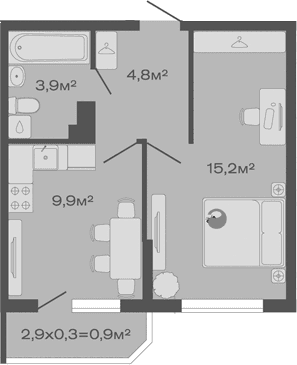 Продается 1-комн. квартира, 33.8 м²