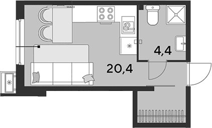 Продается 1-комн. квартира, 24.8 м²