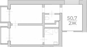 Продается 1-комн. квартира, 50.7 м²