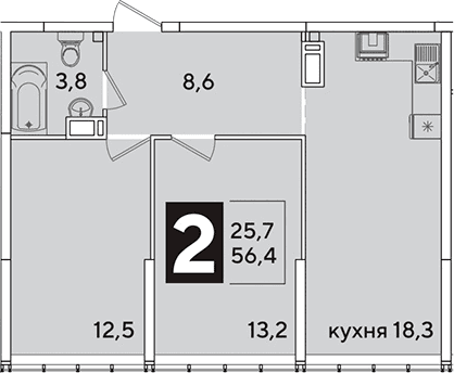 Продается 3-комн. квартира, 56.4 м²