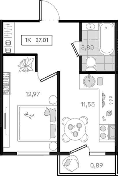 Продается 1-комн. квартира, 36.12 м²