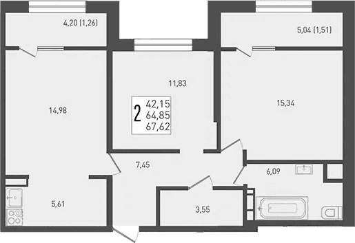 Продается 3-комн. квартира, 64.85 м²