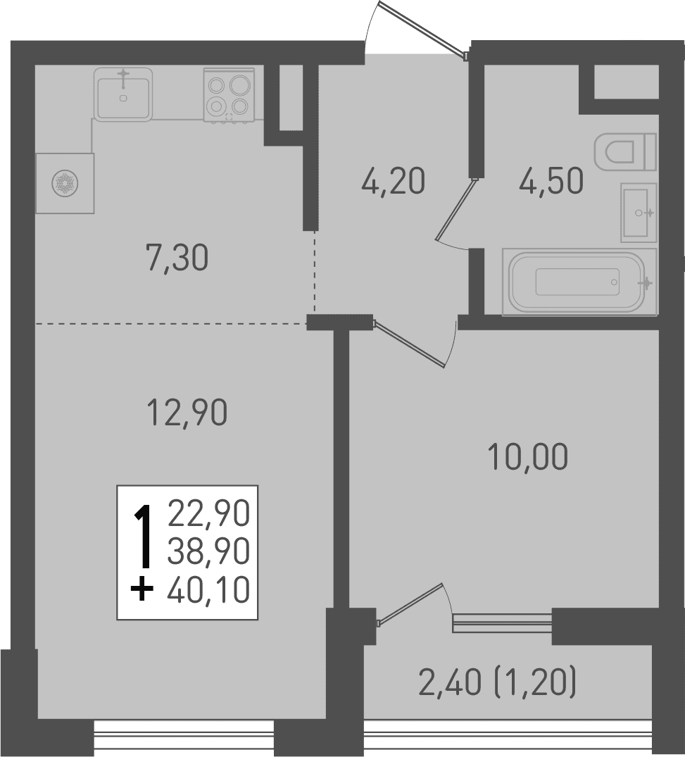 Продается 2-комн. квартира, 39.9 м²
