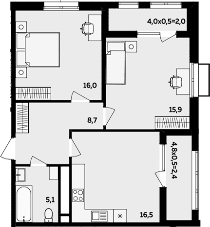 Продается 3-комн. квартира, 62.2 м²