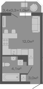 Продается 1-комн. квартира, 19.1 м²