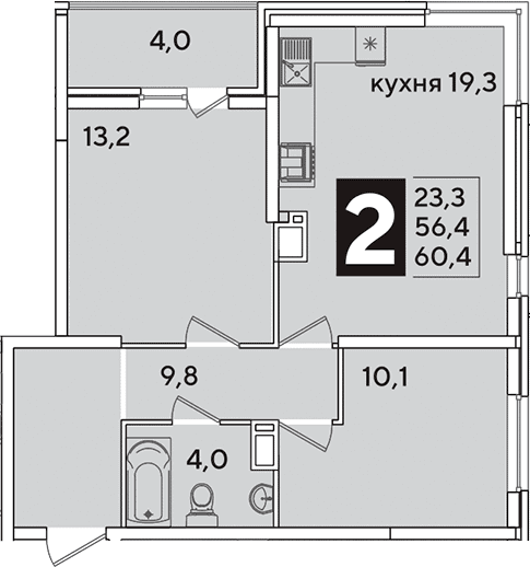 Продается 3-комн. квартира, 56.4 м²