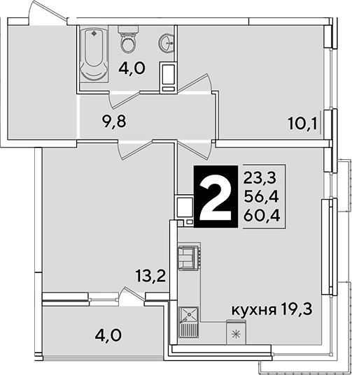 Продается 3-комн. квартира, 56.4 м²