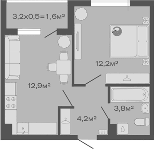 Продается 1-комн. квартира, 33.1 м²