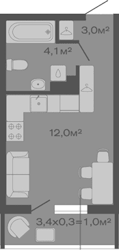 Продается 1-комн. квартира, 19.1 м²