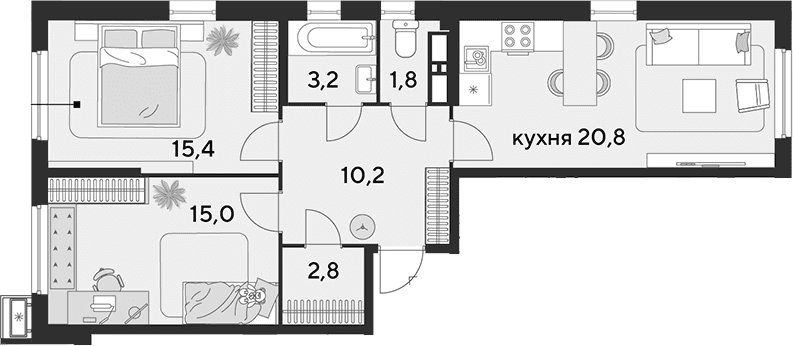 Продается 3-комн. квартира, 69.2 м²