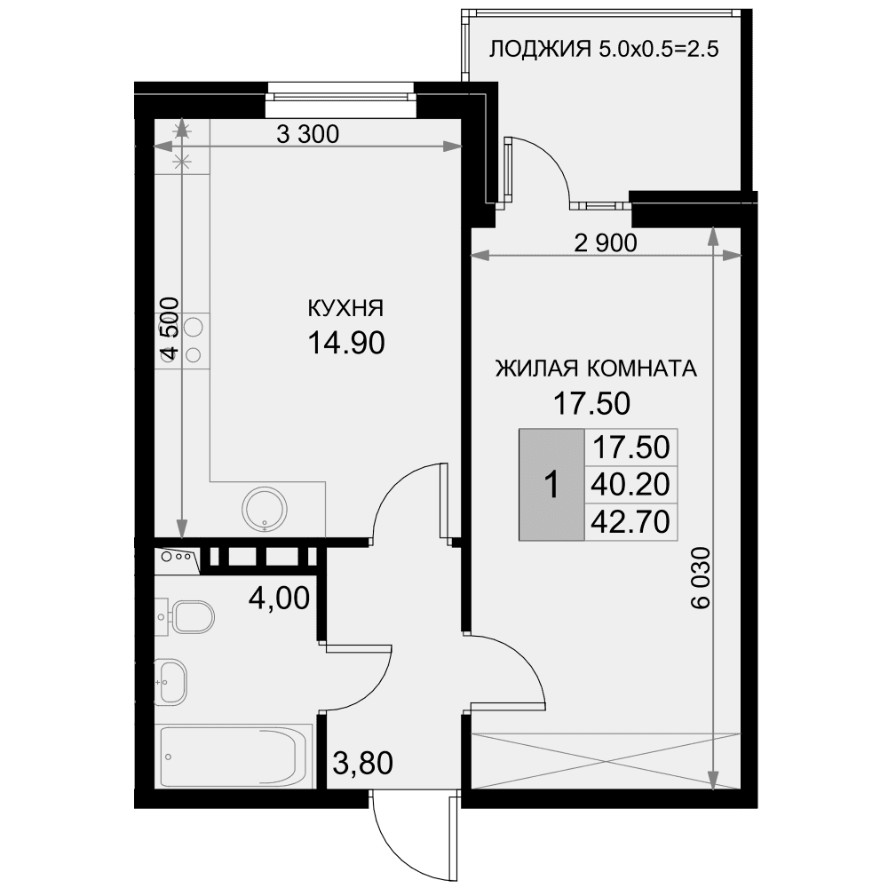 Продается 1-комн. квартира, 38.3 м²