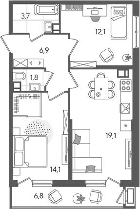Продается 3-комн. квартира, 57.7 м²