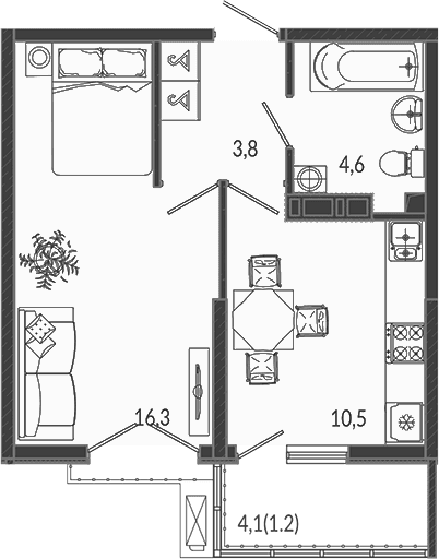 Продается 1-комн. квартира, 35.2 м²