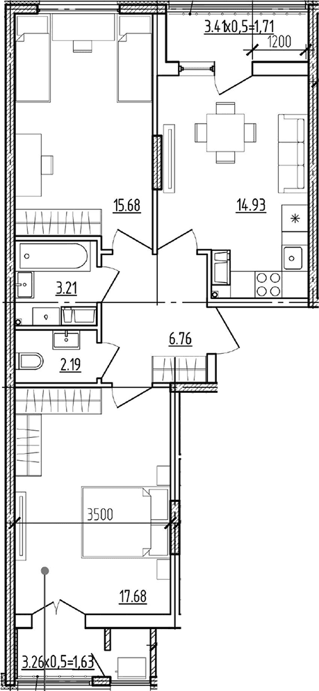 Продается 2-комн. квартира, 60.45 м²