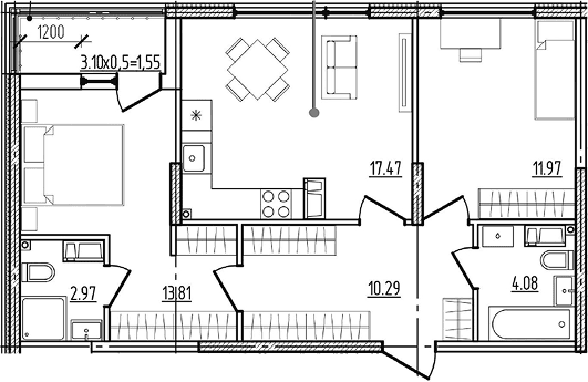 Продается 2-комн. квартира, 60.59 м²