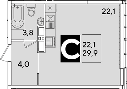 Продается 1-комн. квартира, 29.9 м²