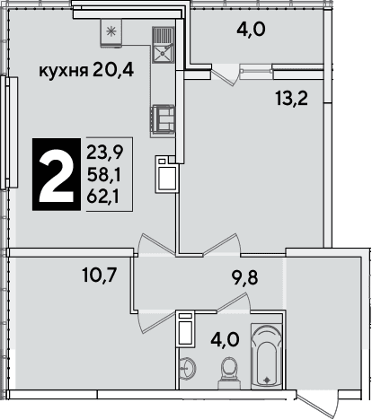 Продается 3-комн. квартира, 58.1 м²