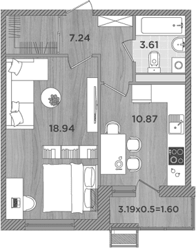 Продается 1-комн. квартира, 40.66 м²