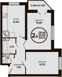 Продается 2-комн. квартира, 56 м²