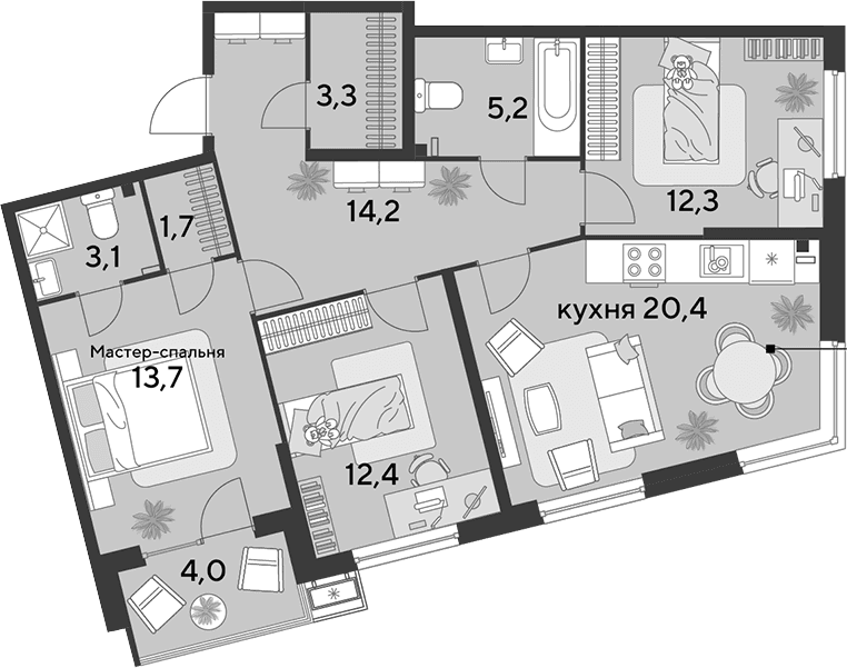 Продается 4-комн. квартира, 86.3 м²