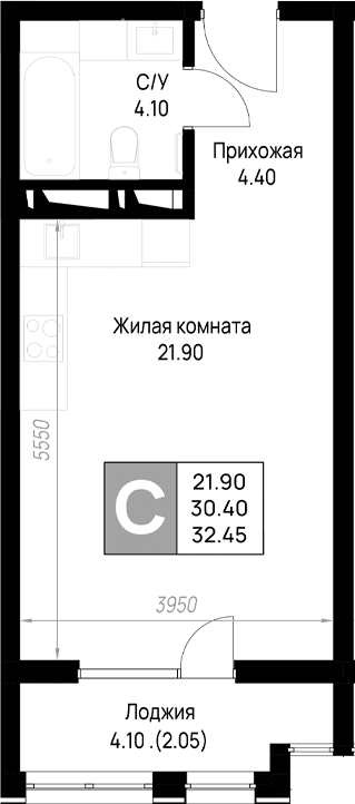 Продается 1-комн. квартира, 30.4 м²