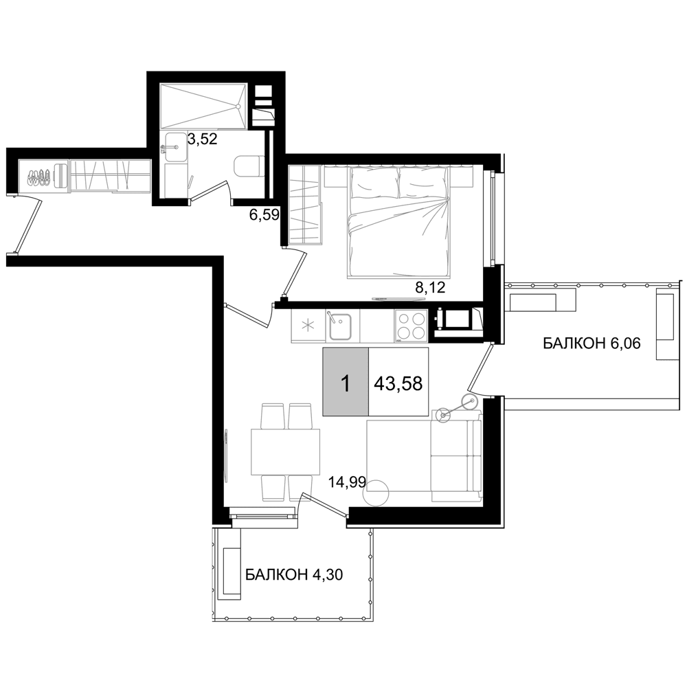 Продается 2-комн. квартира, 33.22 м²