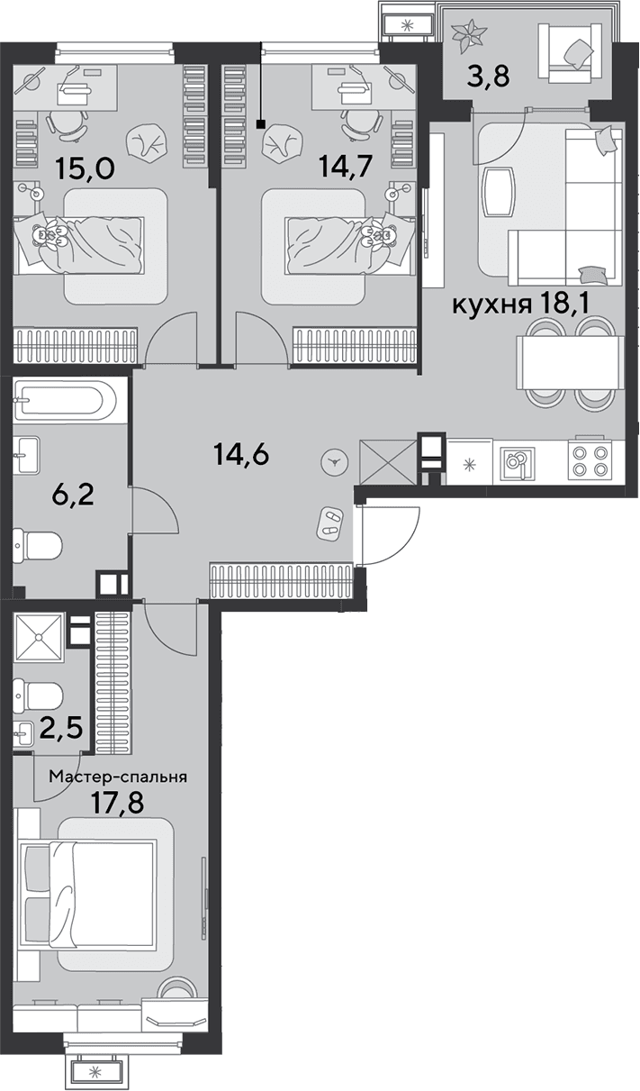 Продается 4-комн. квартира, 88.9 м²