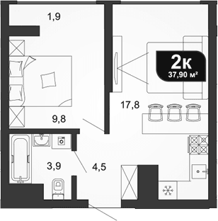 Продается 2-комн. квартира, 36 м²