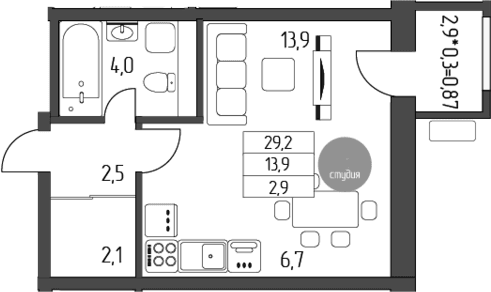 Продается 1-комн. квартира, 29.2 м²
