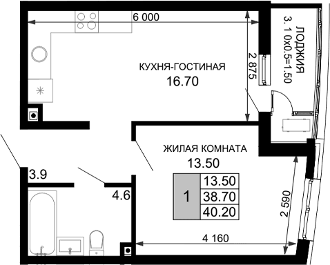 Продается 2-комн. квартира, 38.7 м²