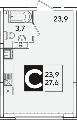 Продается 1-комн. квартира, 27.6 м²
