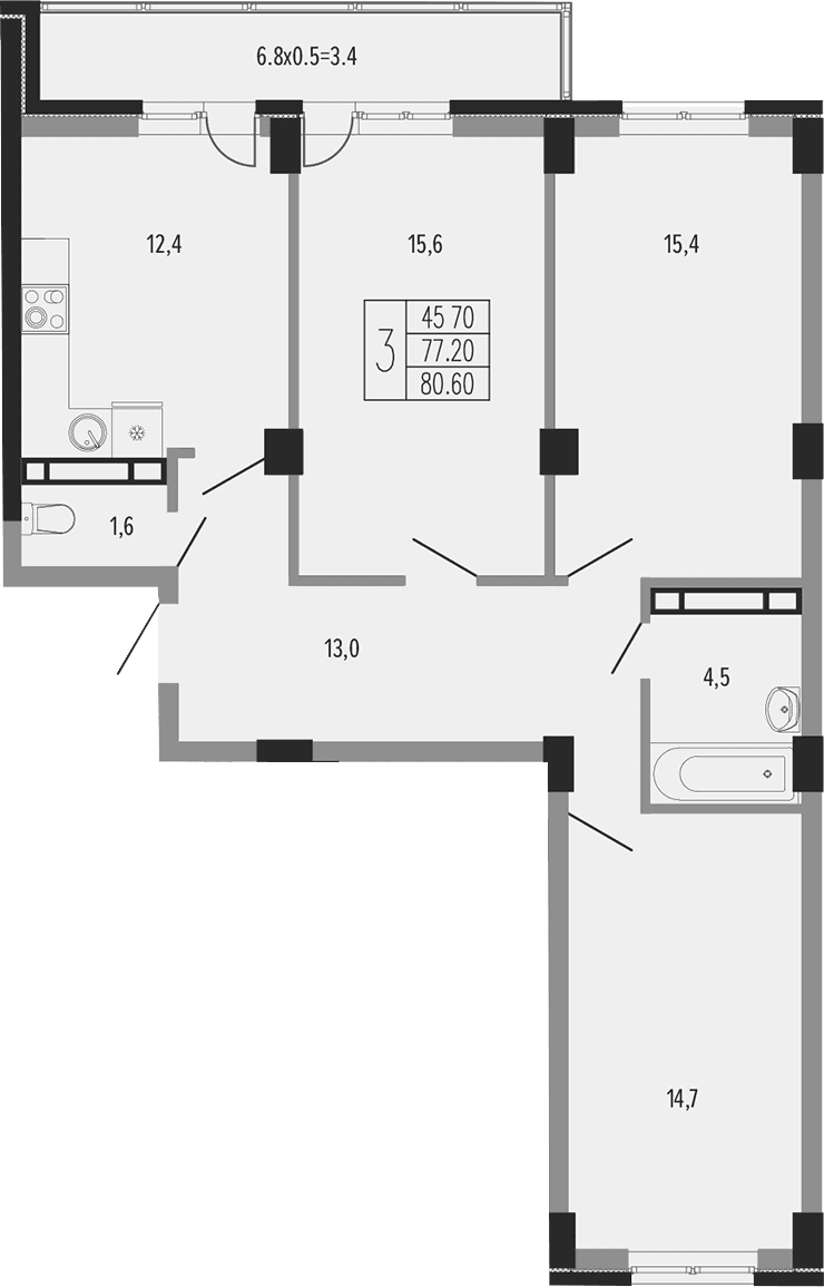 Продается 3-комн. квартира, 79 м²