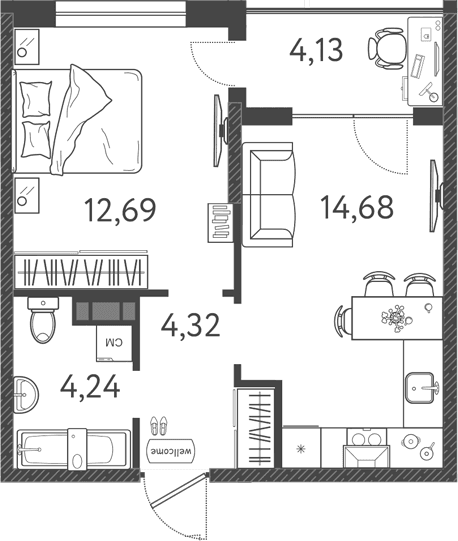 Продается 2-комн. квартира, 35.93 м²