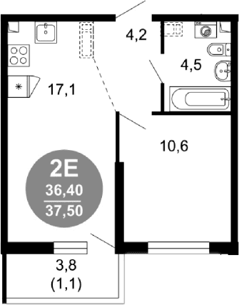 Продается 2-комн. квартира, 36.4 м²